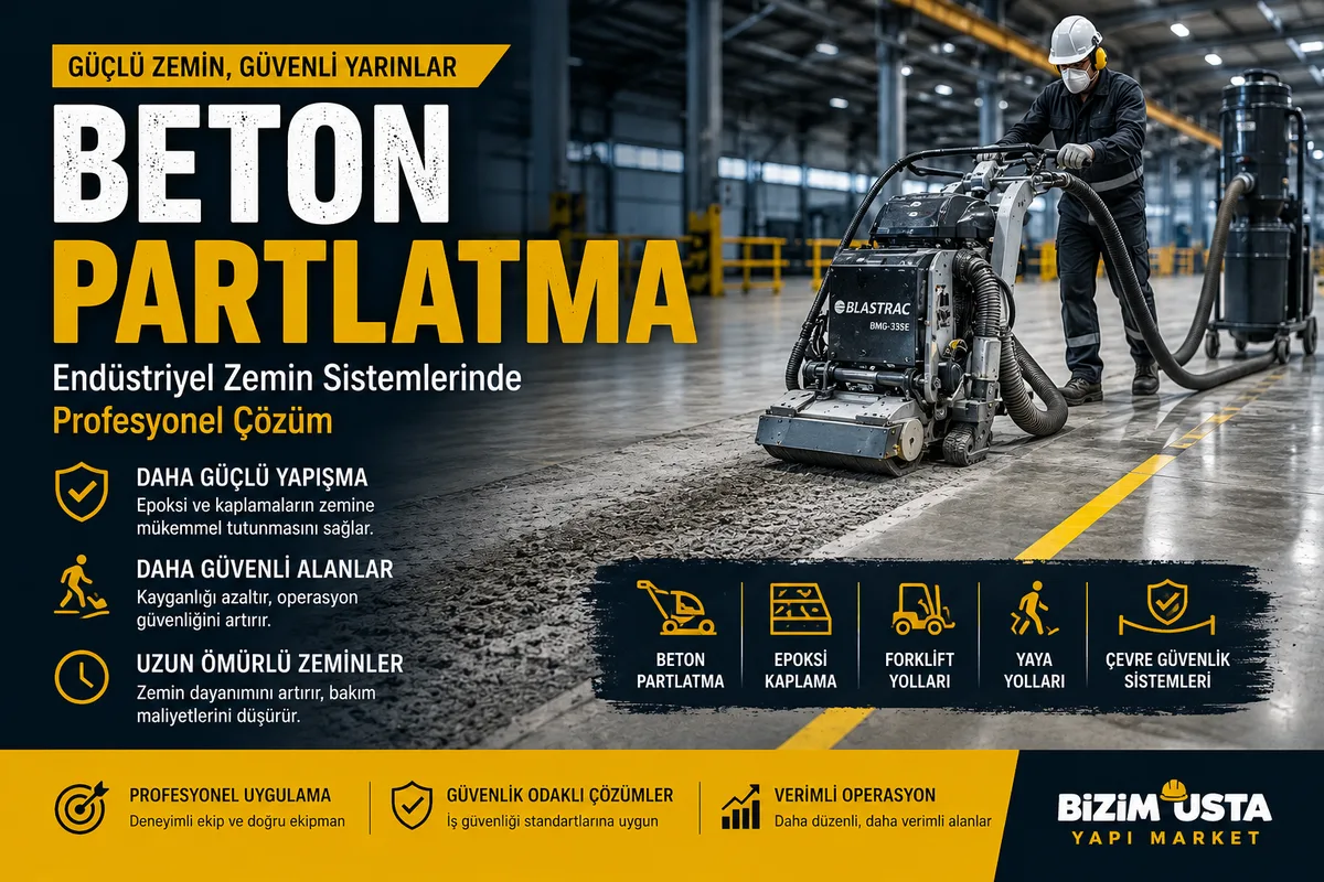 Beton Partlatma Uygulamaları ile Güçlü ve Güvenli Endüstriyel Zeminler