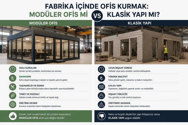 Fabrika İçinde Ofis Kurmak: Modüler Ofis mi Klasik Yapı mı?