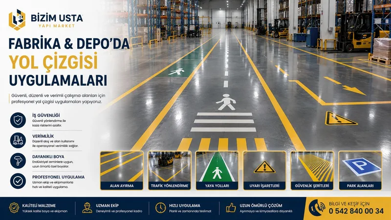 Fabrika ve Depolarda Yol Çizgisi Uygulamaları 